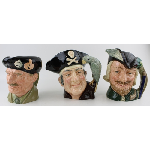 24 - Large Royal Doulton character jugs to include Monty, Robin Hood and Long John Silver (3- seconds).