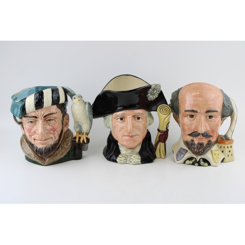 25 - Large Royal Doulton character jugs to include The Falconer, William Shakespeare and George Washingto... 