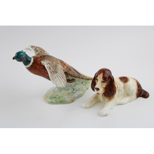 39 - Beswick Pheasant 850 (slight af) with Sylvac spaniel (2).