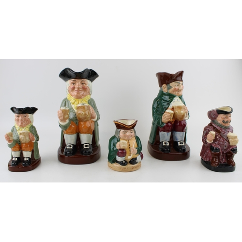 40 - Royal Doulton Toby jugs to include large Old Charlie and Happy John with small Falstaff, Happy John ... 