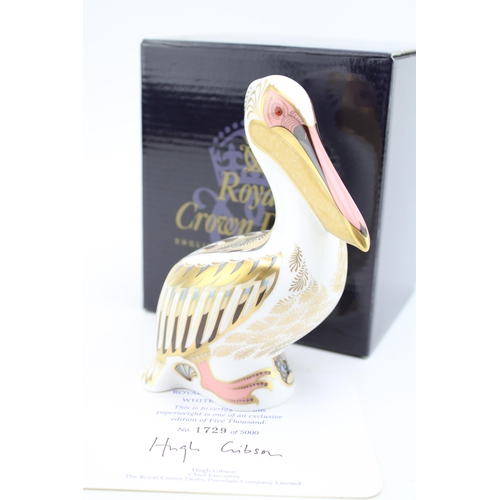 101 - A Royal Crown Derby paperweight, White Pelican, 13cm, number 1,729 of an exclusive limited edition o... 