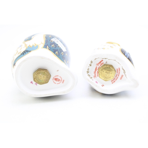 110 - Two Royal Crown Derby penguin paperweight, Rockhopper Penguin, 21st year anniversary edition with sp... 