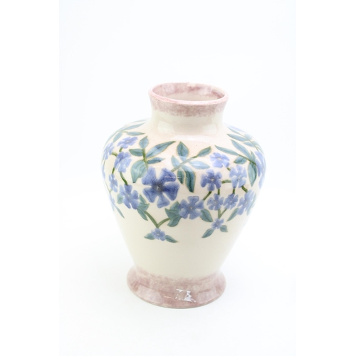 121 - Cobridge Stoneware baluster vase, dated 1998, with  blue floral design, 25.5cm tall.