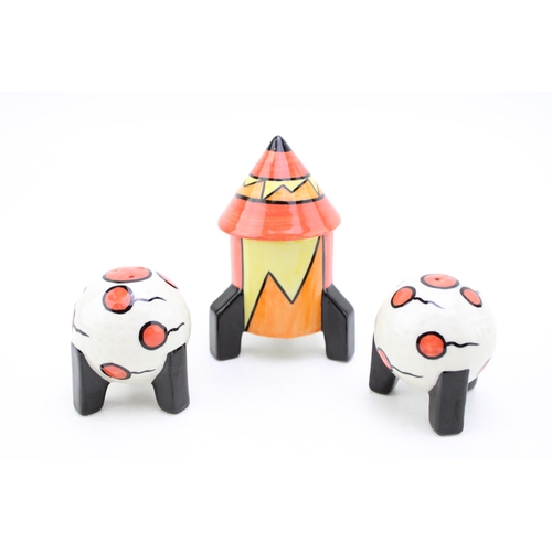 137 - A Lorna Bailey cruet set comprising of 'Space Station' condiment set with lidded mustard pot. Height... 