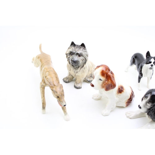 166 - A collection of ceramic dog figures to include Elite Pottery 'Greyhound', Sylvac 'Spaniels' and 'Cai... 