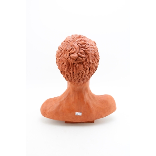 177 - A terracotta female bust, bearing the name Hannah, Artists monogram LM. height 35cm.