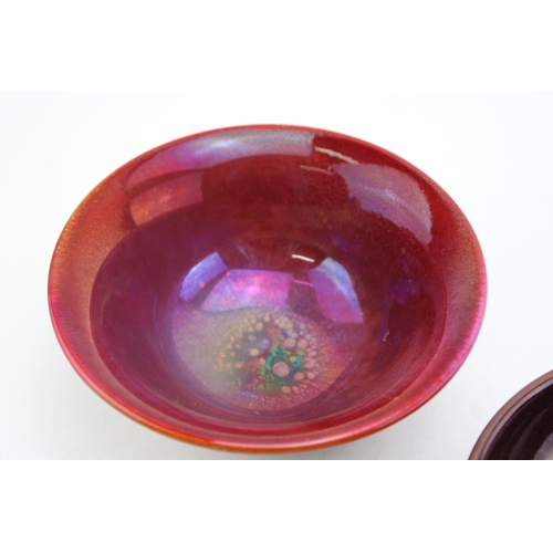 226 - A Royal Lancastrian pedestal dish in mottled deep purple colourway with a similar rouge bowl (2), 13... 