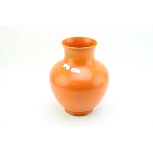 228 - Lancastrian bulbous vase, deep orange colourway, 24cm tall.