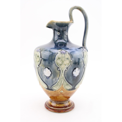 277 - Doulton Lambeth jug with Art Nouveau floral decoration, 23.5cm tall.