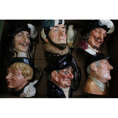 283 - Large Royal Doulton character jugs to include early painted Lobsterman, Golfer, Falconer and others ... 