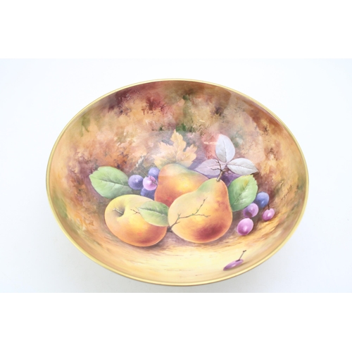 305 - Coalport bowl, still life fruit scene, signed P. Gosling, raised on three feet, 27cm diameter.