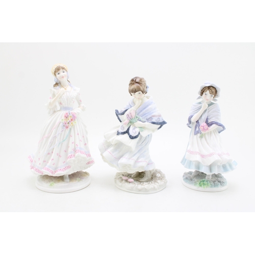 308 - Royal Worcester figurines to include A Posy For Mother, The Village Bride and Coalport Visiting Day ... 