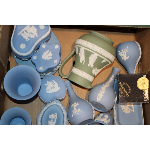 314 - A collection of Wedgwood Jasperware items to include vases, bud vases, lidded pots, trinket trays an... 