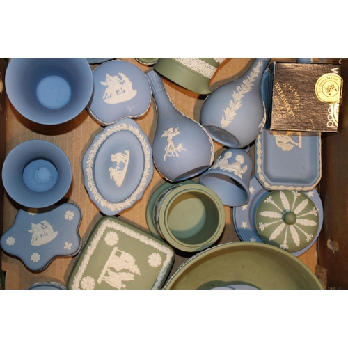 314 - A collection of Wedgwood Jasperware items to include vases, bud vases, lidded pots, trinket trays an... 