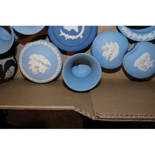 315 - A collection of Wedgwood Jasperware items to include vases, bud vases, lidded pots, trinket trays an... 