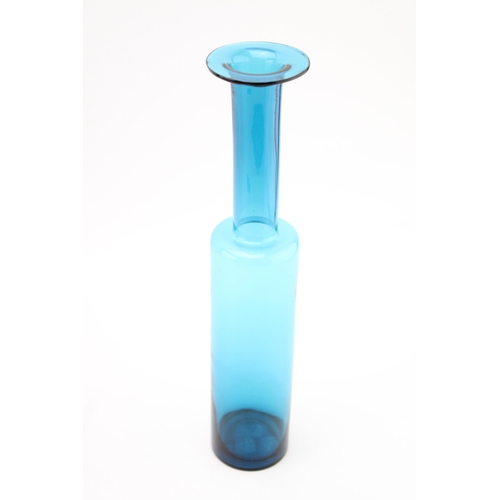 338 - Nanny Still (1926-2009) for Riihimaen Lasi Oy Bottle vase, blue with elongated neck, signed to the b... 