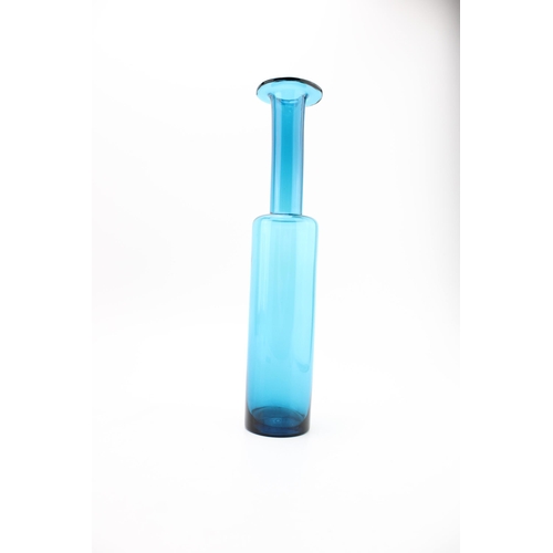 338 - Nanny Still (1926-2009) for Riihimaen Lasi Oy Bottle vase, blue with elongated neck, signed to the b... 