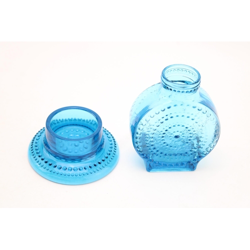 341 - Riihimaki circular blass glass vase with a similar piece, 11cm tall (2).