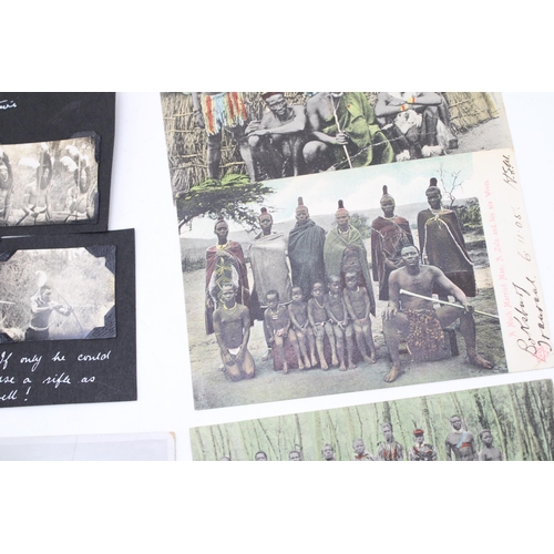 419 - An interesting collection of Edwardian postcards and early 20th century photographs of Zulu warriors... 