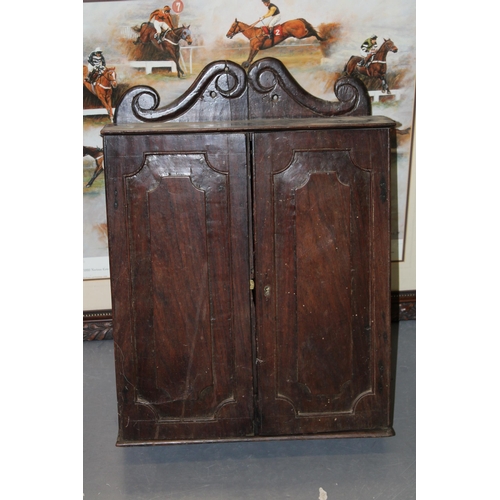 430 - A 19th century cuban mahogany wall cabinet with two internal drawers, pigeon holes and shelf. Height... 