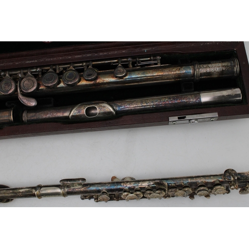 462 - A Rudall - Carte Sonata NSE flute together with a Chase piccolo and a Cherub Metronome and Tuner. (3... 