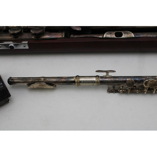 462 - A Rudall - Carte Sonata NSE flute together with a Chase piccolo and a Cherub Metronome and Tuner. (3... 