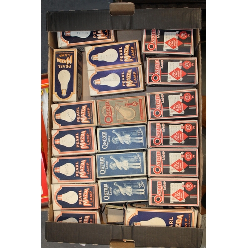 472 - A collection of Early c20th Pearl Mazda Lamp & Osram Lamp electric bulbs in original Box packaging (... 