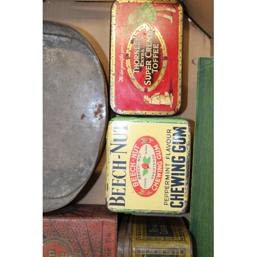 479 - A collection of large advertising tins and packaging, to include brands 'Beech - Nut', Thorne's' and... 