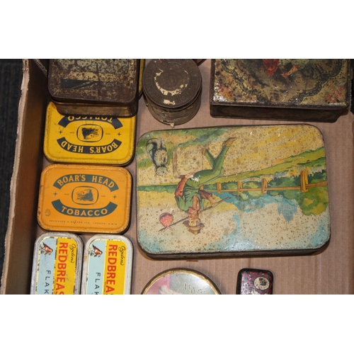 482 - A collection of vintage advertising tins to include Boars Head Tobacco tins, Jack and the Beanstalk ... 