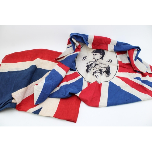 527 - A pair of Union Jack Flags including a King George the Sixth Coronation flag