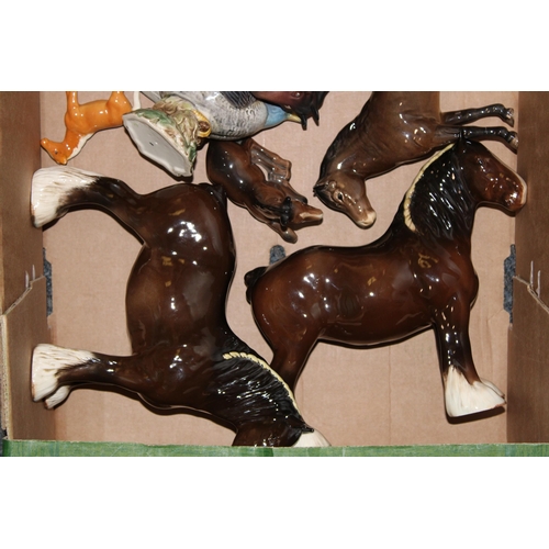 54 - A collection of damaged Beswick animals to include a cuckoo, shires and others (Collection only).