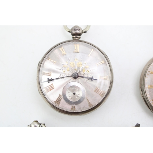 565 - A silver cased, open faced, pocket watch, the silvered dial with Roman numerals, subsidiary seconds ... 