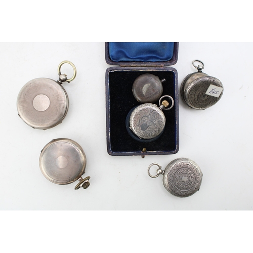 567 - A group of three Continental 935 silver pocket watches, including a keyless wind example with decora... 