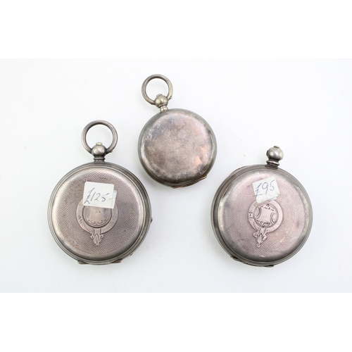 568 - A group of three Continental 935 silver cased, open faced, pocket watches, one with Ford and Gallowa... 