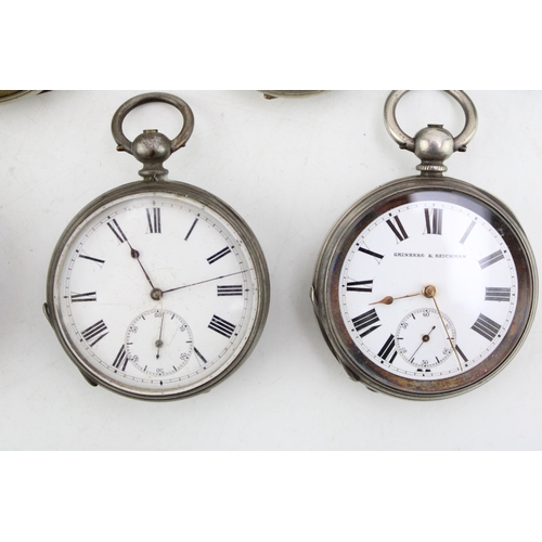 573 - A group of six various pocket watches, all open faced, including two keyless wind, one Grinberg and ... 