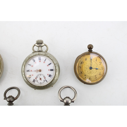 573 - A group of six various pocket watches, all open faced, including two keyless wind, one Grinberg and ... 