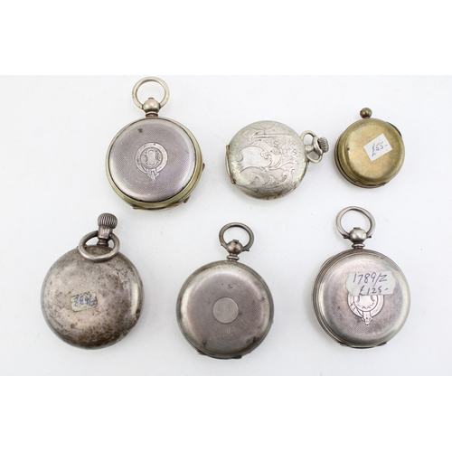 573 - A group of six various pocket watches, all open faced, including two keyless wind, one Grinberg and ... 