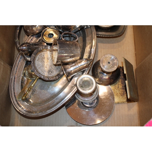 597 - A collection of silver plated items to include trays, teapot, bon bon dishes and Elkington plate ite... 