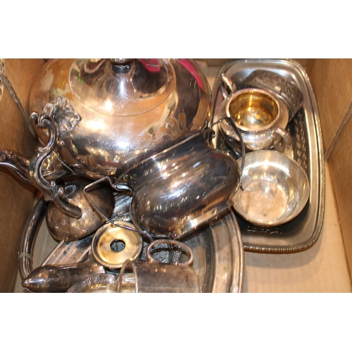 597 - A collection of silver plated items to include trays, teapot, bon bon dishes and Elkington plate ite... 