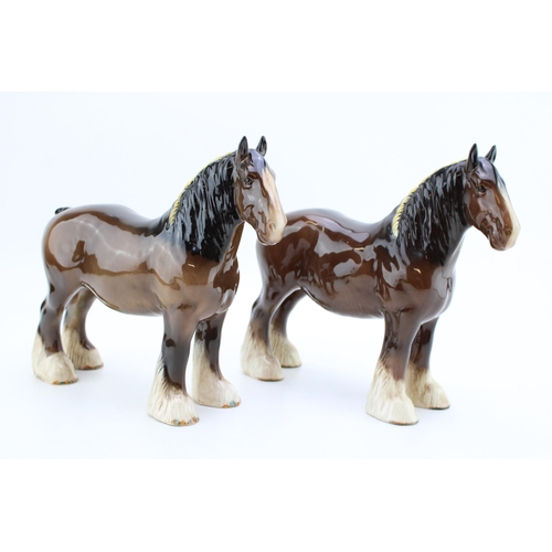 63 - Two Beswick brown shires 818 (1 chipped ear).