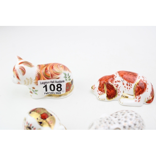 108 - Four Royal Crown Derby paperweights, Royal Crown Derby Collectors Guild Exclusive, Spice Kitten and ... 