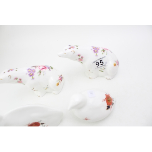 95 - A pair of Royal Crown Derby paperweights, Posie Polar Bears, printed marks, date codes for 1991 (LIV... 