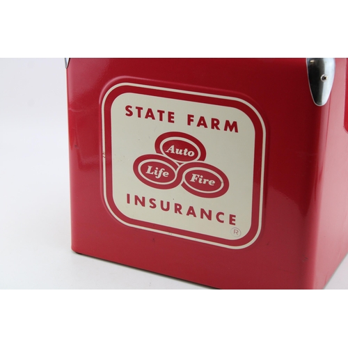 101 - An American style cooler box 'State Farm Insurance'. Height 31cm, width 32cm, 24cm.