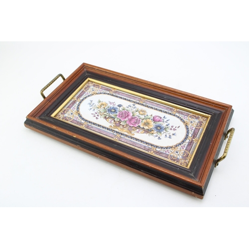 219 - A vintage decorative tile tray, possibly Minton. 38cm x 23cm.