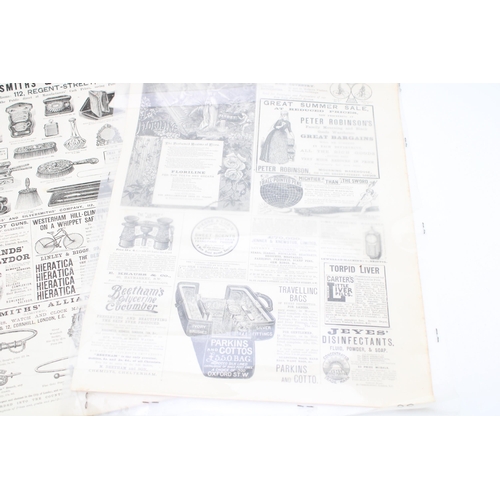 220 - A collection of loose leaf newspaper sheets from the late 19th century, dated 1893 and 1888 to inclu... 