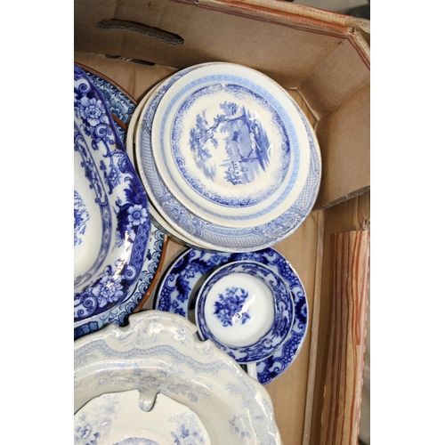 234 - A mixed collection of blue and white ceramic items to include 19th century tureen, Cauldon dish and ... 