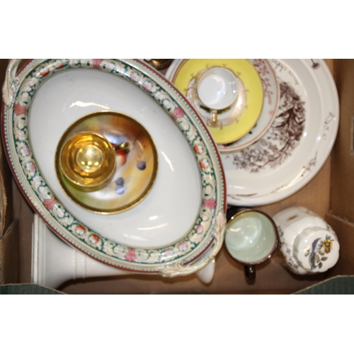 236 - A mixed collection of ceramics to include hand painted cup and saucer, Dresden cup and pin dish, New... 