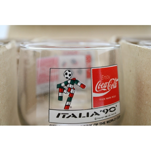 88 - A set of 6 Coca-cola Italia '90 football world cup glasses in original box