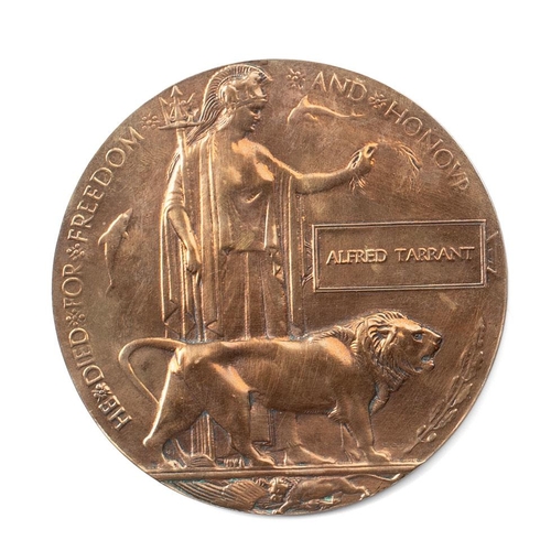 World War One Death Plaque / Death Penny, Alfred Tarrant.