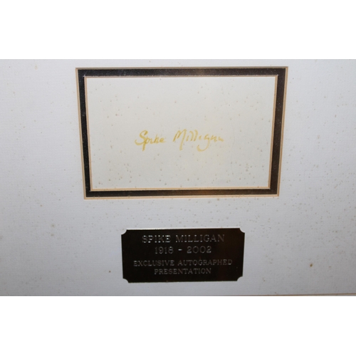 102 - A signed 'Spike Milligan' photograph 1918 - 2002 with presentation exclusive. 40cm x 50cm.